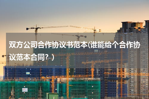 双方公司合作协议书范本(谁能给个合作协议范本合同？)