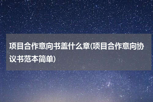 项目合作意向书盖什么章(项目合作意向协议书范本简单)