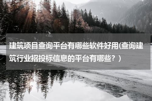 建筑项目查询平台有哪些软件好用(查询建筑行业招投标信息的平台有哪些？)