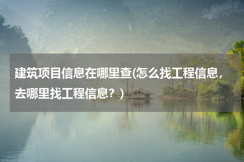 建筑项目信息在哪里查(怎么找工程信息，去哪里找工程信息？)