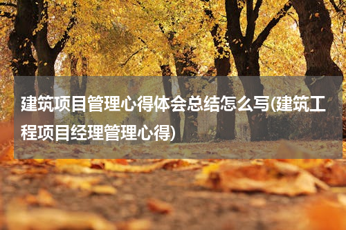 建筑项目管理心得体会总结怎么写(建筑工程项目经理管理心得)