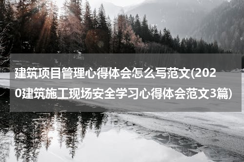 建筑项目管理心得体会怎么写范文(2020建筑施工现场安全学习心得体会范文3篇)